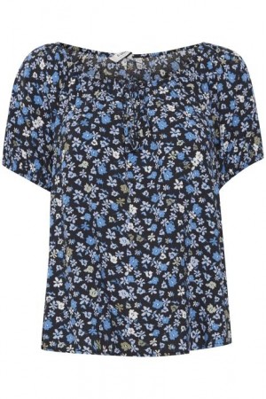 MMJOELA SS BLOUSE BRUNNERA BLUE MIX