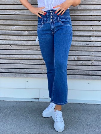 ANGELINA FLARE CROPPED JEANS BLUE