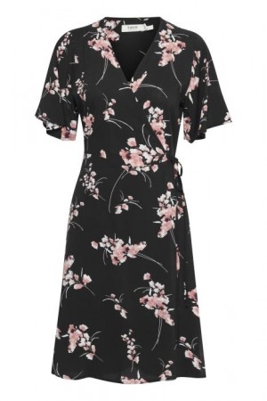 MMJOELLA WRAP DRESS BLACK MIX