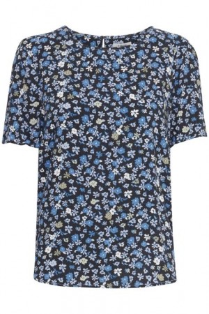 MMJOELLA O NECK BLOUSE BRUNNERA BLUE